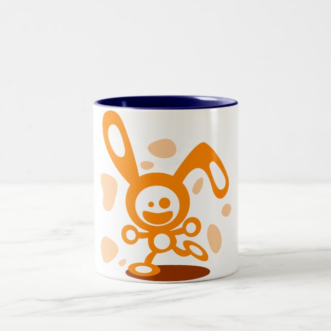 Tasse 2 Couleurs Lapin heureux (orange) (Centre)