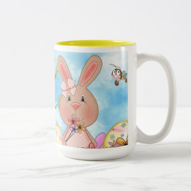 Tasse 2 Couleurs Lapins de Pâques mignons (Droit)