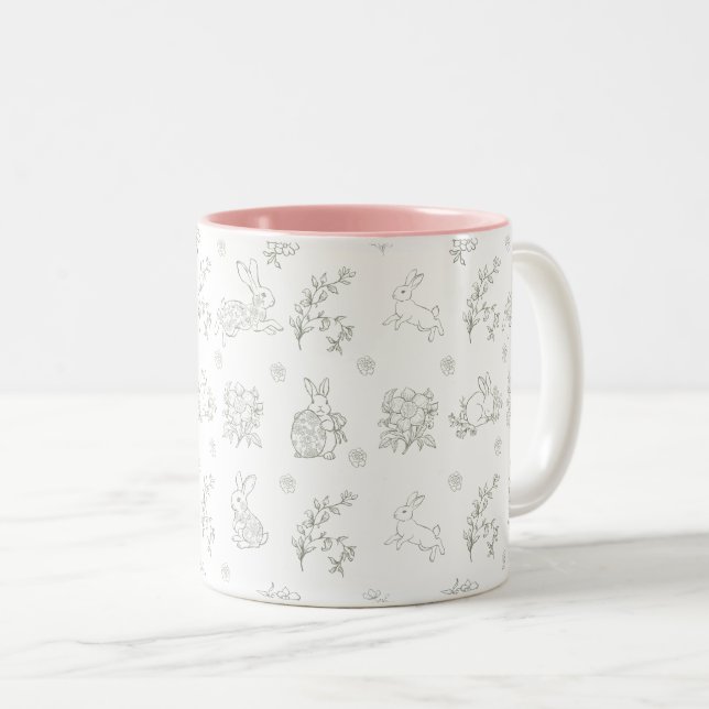 Tasse 2 Couleurs Lapins de toile vert sauge (Devant droit)