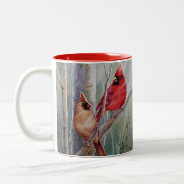 Tasse 2 Couleurs L'art de l'aquarelle rouge cardinal (Gauche)