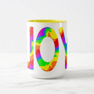 Tasse 2 Couleurs L'art numérique original orthographie la JOIE sur