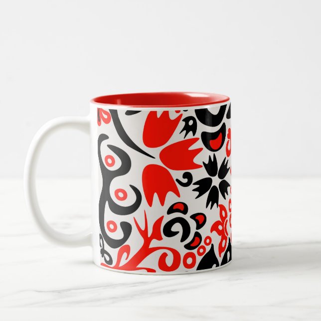 Tasse 2 Couleurs L'art populaire ukrainien motif floral abstact (Gauche)