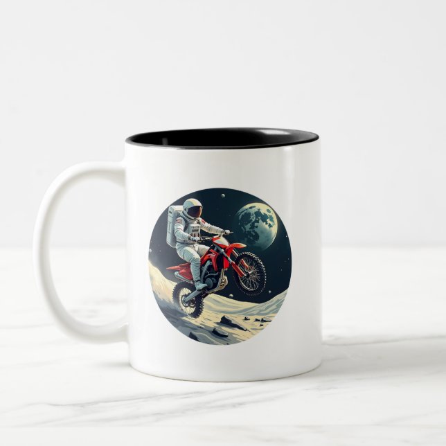 Tasse 2 Couleurs L'astronaute à cheval Motocross sur la Lune (Gauche)