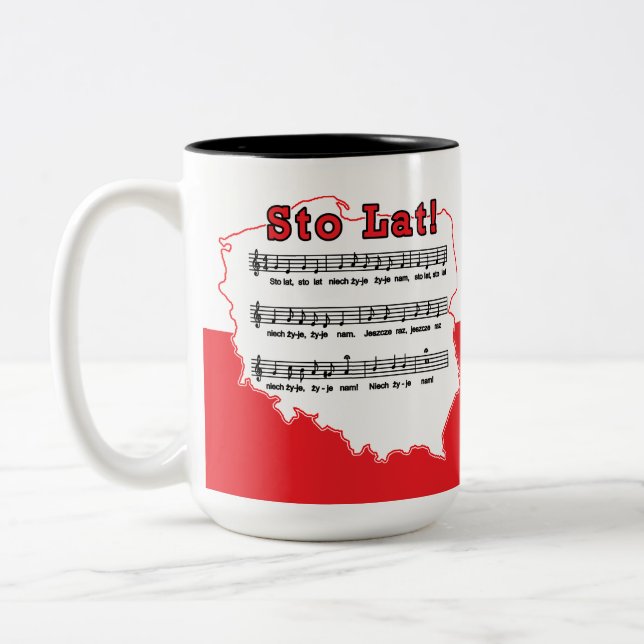 Tasse 2 Couleurs Lat de Sto ! Carte polonaise de chanson (Gauche)
