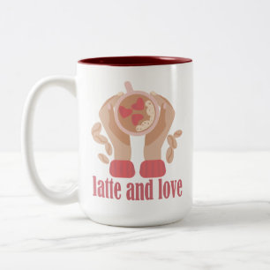 Tasse 2 Couleurs Latte et coupe d'amour, mains et café citation caf