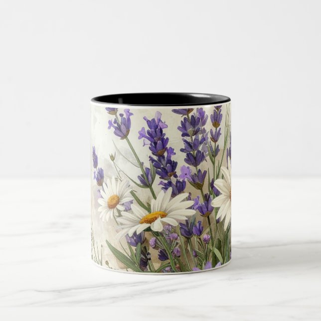 Tasse 2 Couleurs Lavender Daisy Floral Design  (Centre)