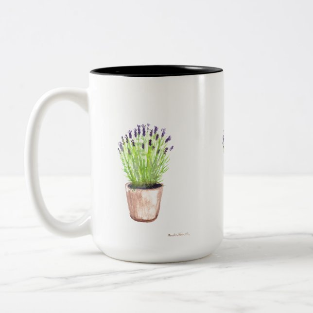 Tasse 2 Couleurs Lavender herbe pot plante rustique violet violet (Gauche)