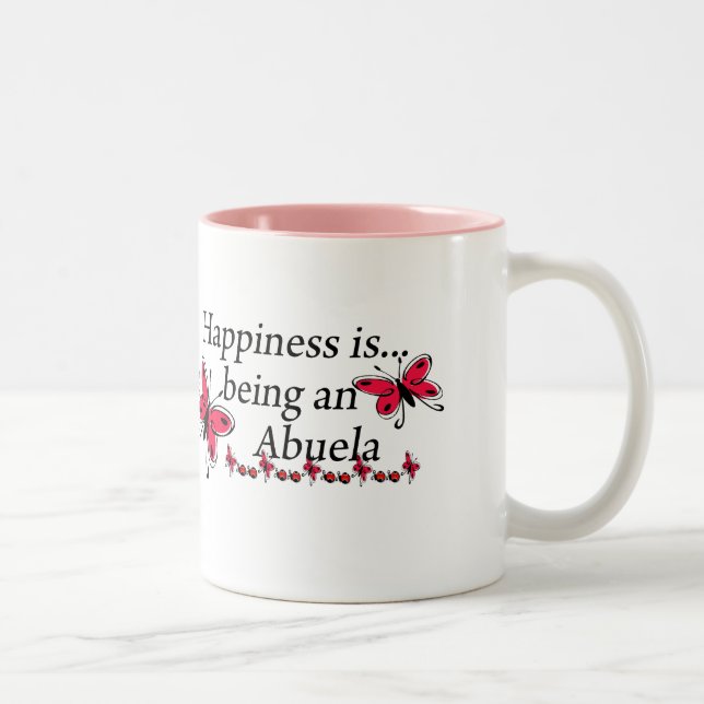 Tasse 2 Couleurs Le bonheur est d'être une papillon Abuela (Droit)