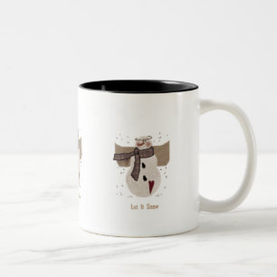 Tasse 2 Couleurs Le bonhomme de neige primitif, l'a laissé neiger
