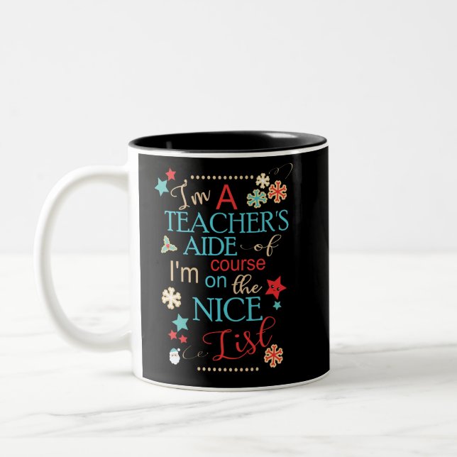 Tasse 2 Couleurs Le cadeau drôle de Noël de l'aide du professeur je (Gauche)