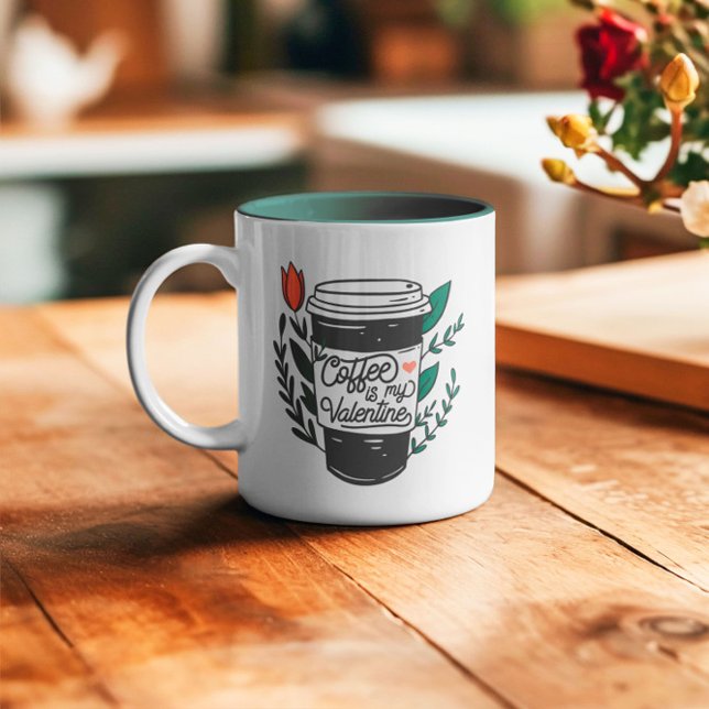 Tasse 2 Couleurs Le café est ma Saint Valentin (Créateur téléchargé)