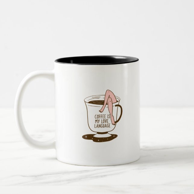 Tasse 2 Couleurs Le café est mon langage de l'amour (Gauche)