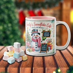 Tasse 2 Couleurs Le Café Flocon de Neige de Frosty Vintage