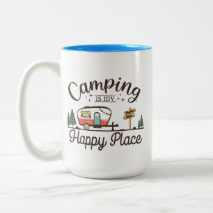 Tasse 2 Couleurs le camping est mon endroit heureux