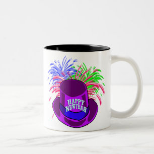 Tasse 2 Couleurs Le Casquette du Nouvel An et l'incendie travaille