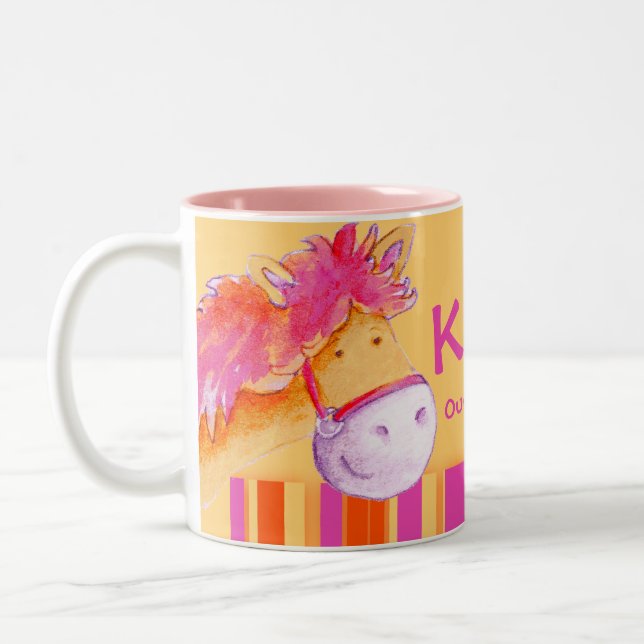 Tasse 2 Couleurs Le cavalier rose de cheval de champion de poney (Gauche)