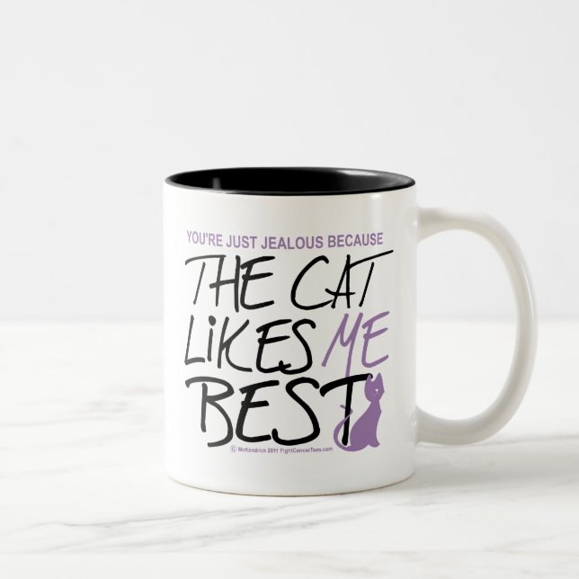 Tasse 2 Couleurs Le chat m'aime meilleur (Droit)