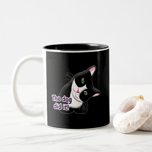 Tasse 2 Couleurs Le chien l'a fait Chat (Avec donut)