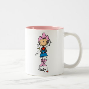 Tasse 2 Couleurs Le chiffre cow-girl de bâton dans le