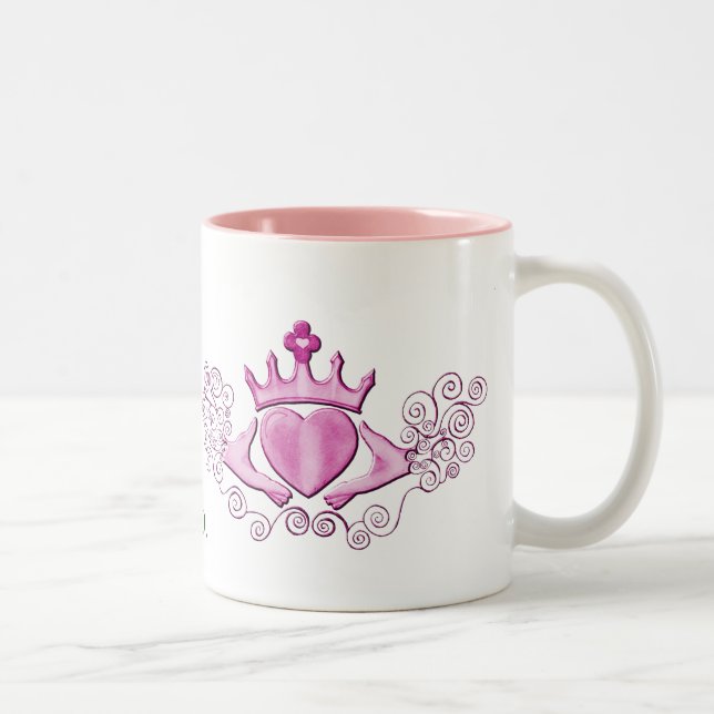 Tasse 2 Couleurs Le Claddagh (rose) (Droit)