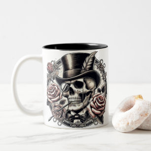 Tasse 2 Couleurs Le crâne à la broche dans le chapeau supérieur