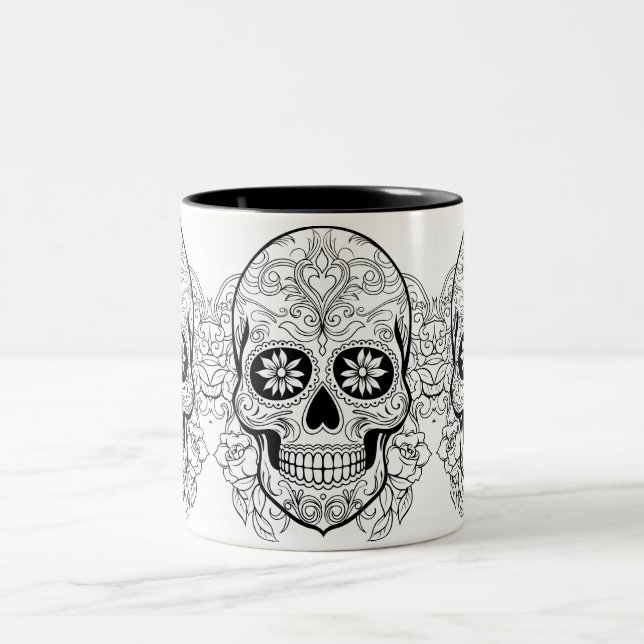 Tasse 2 Couleurs Le crâne de sucre Dios de los Muertos Halloween (Centre)