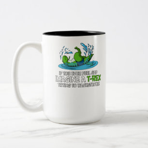 Tasse 2 Couleurs Le dinosaure drôle de T-Rex déteste la natation de