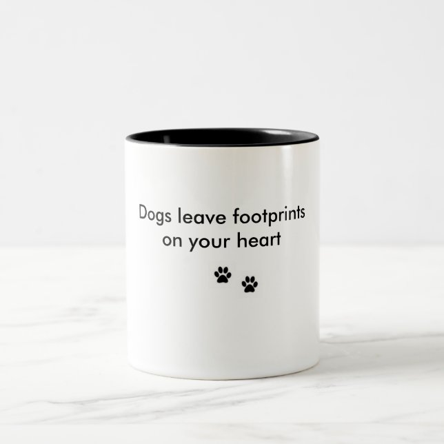 Tasse 2 Couleurs le dogfootprint, dogfootprint, chiens partent du (Centre)