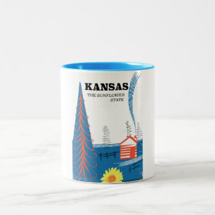 Tasse 2 Couleurs Le Kansas "affiche vintage de voyage de l'état de