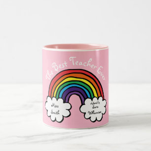 Tasse 2 Couleurs Le meilleur enseignant jamais Rainbow Pink