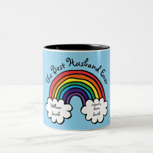 Tasse 2 Couleurs Le Meilleur Mari de Tous les Temps Bleu Arc-en-cie