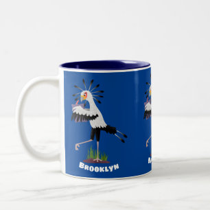 Tasse 2 Couleurs Le mignon secrétaire oiseau écrire des notes dessi