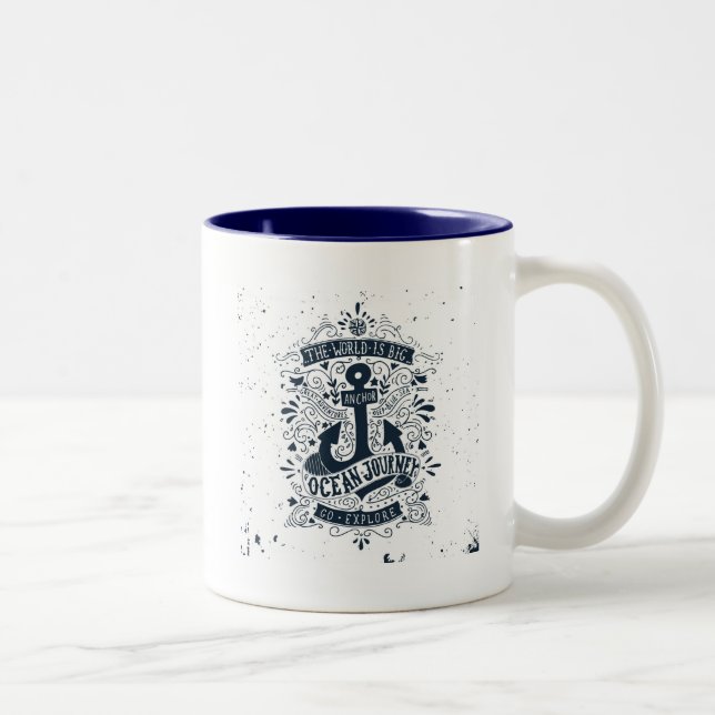 Tasse 2 Couleurs Le monde est grand - allez les explorent (Droit)