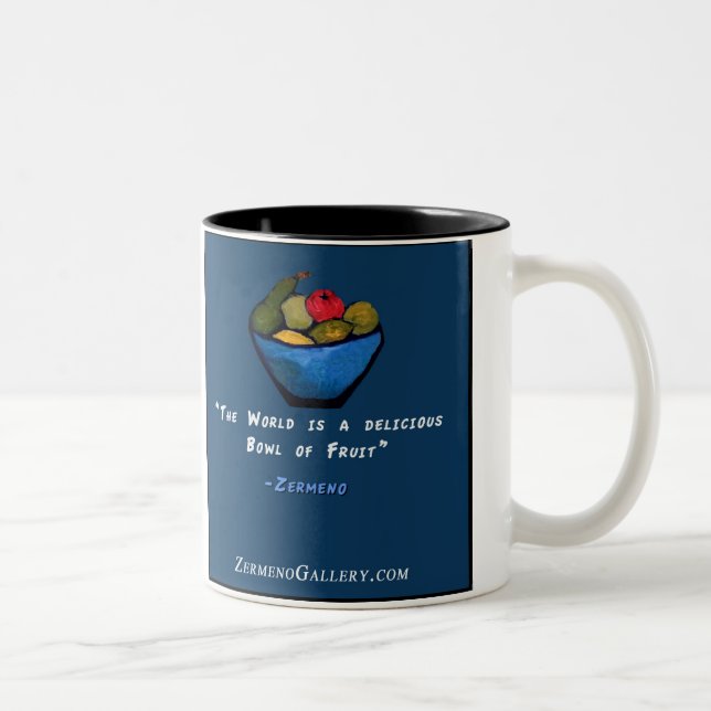 Tasse 2 Couleurs Le "monde est un bol de fruit" par Zermeno (Droit)