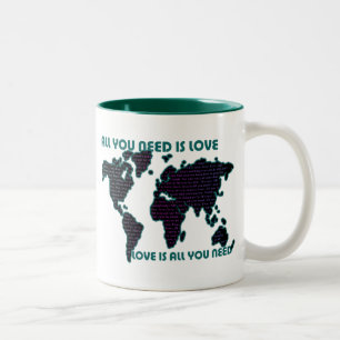Tasse 2 Couleurs Le monde tout de Beatles que vous avez besoin est