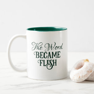 Tasse 2 Couleurs Le Mot Est Devenu Flesh Noël Bible Verse Vert