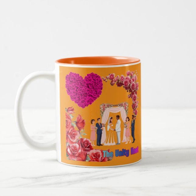 Tasse 2 Couleurs Le nœud d'unité orange (Gauche)