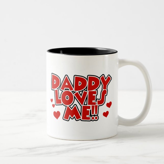 Tasse 2 Couleurs Le papa rouge de coeurs m'aime (Droit)