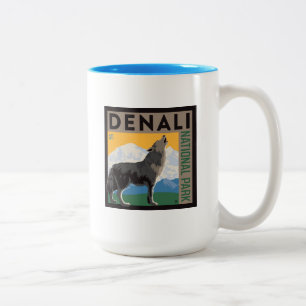 Tasse 2 Couleurs Le Parc national de Denali   Howling Wolf