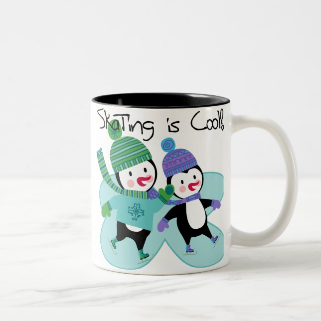 Tasse 2 Couleurs Le patinage de pingouins est frais (Droit)