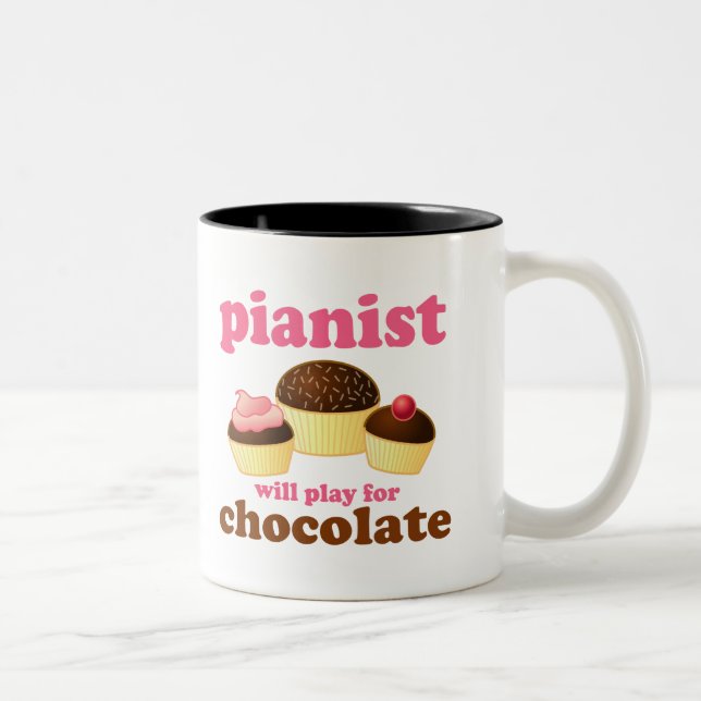 Tasse 2 Couleurs Le pianiste jouera pour le chocolat (Droit)