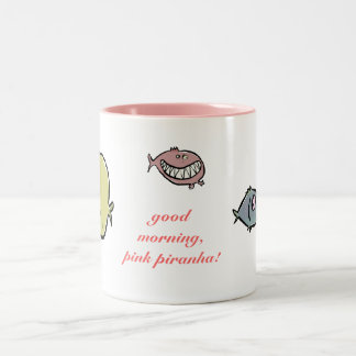 Tasse 2 Couleurs Le piranha rose - mots editable