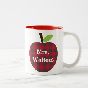 Tasse 2 Couleurs Le plaid Apple du professeur personnalisé