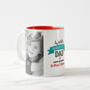 Tasse 2 Couleurs Le plus grand papa du monde Turquoise 2 Photo Bold