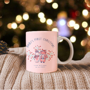 Tasse 2 Couleurs Le premier Noël de bébé, amis de la forêt