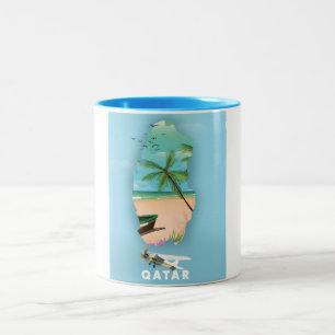 Tasse 2 Couleurs Le Qatar a illustré l'affiche de voyage