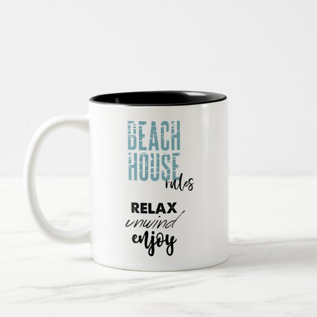 Tasse 2 Couleurs Le Règlement De La Maison De Plage Relax Détendez- (Gauche)