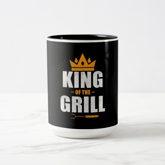 Tasse 2 Couleurs Le roi des grillades | grillades & barbecues amour (Centre)