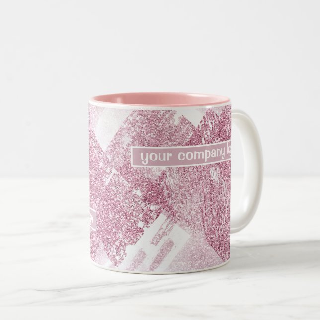 Tasse 2 Couleurs Le rose brille sur le blanc. (Devant droit)