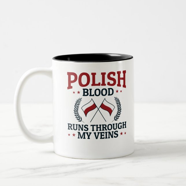 Tasse 2 Couleurs Le sang polonais passe dans mes veines Pologne Pol (Gauche)